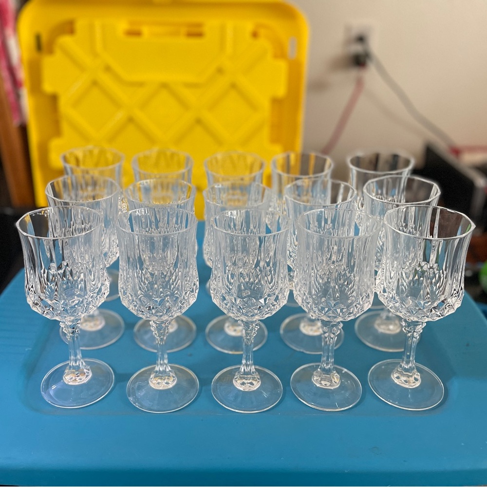 Vintage CRISTAL D'ARQUES LONGCHAMP 15 CORDIAL LIQUER GLASSES 24% LEAD CRYSTAL